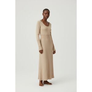 Maria McManus Ribbed Knit Midi Dress in Tan NWT Size Small